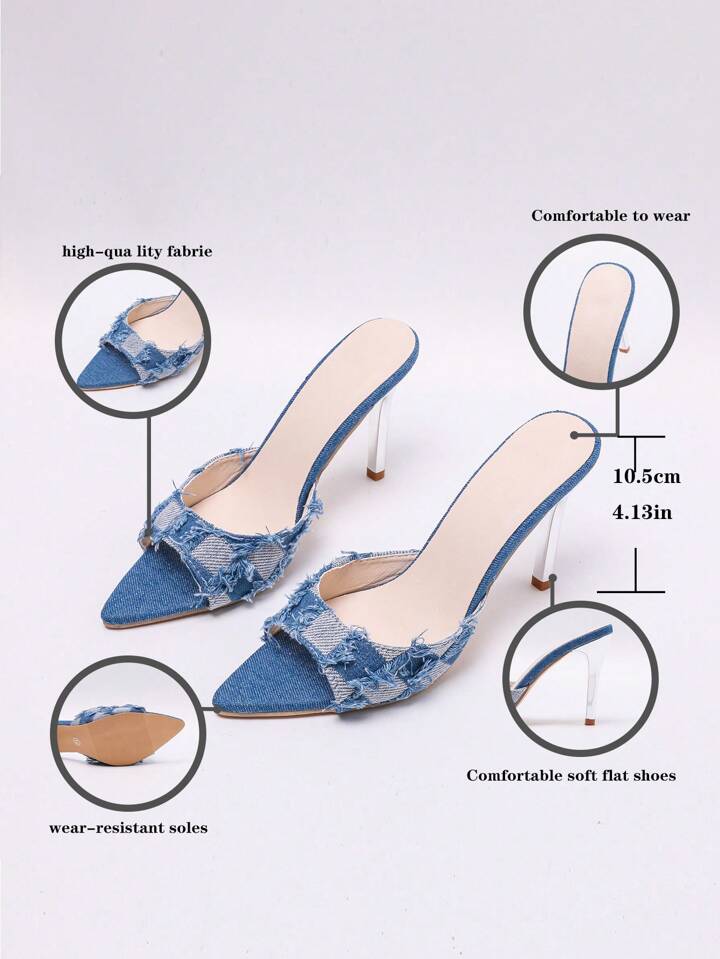 Pointed toe formal high heels in blue