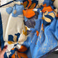 Printed lightweight scarf in blue