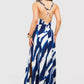 Printed ring detail maxi dress in blue