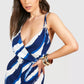 Printed ring detail maxi dress in blue