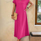 Round neck solid color short sleeve maxi dress in pink