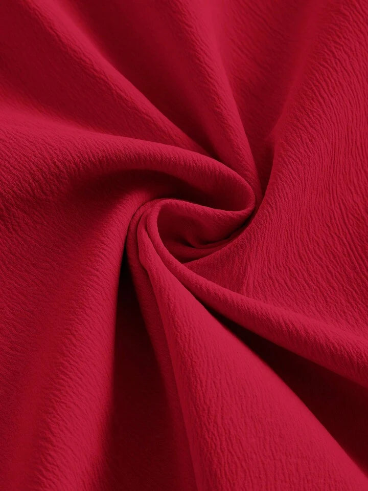 Ruched bust lace up dress in red