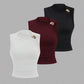 Ruched gold decor top in wine