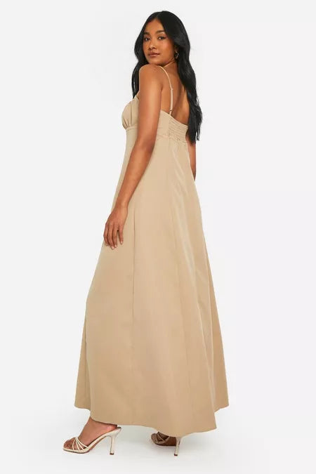 Ruched maxi dress in nude