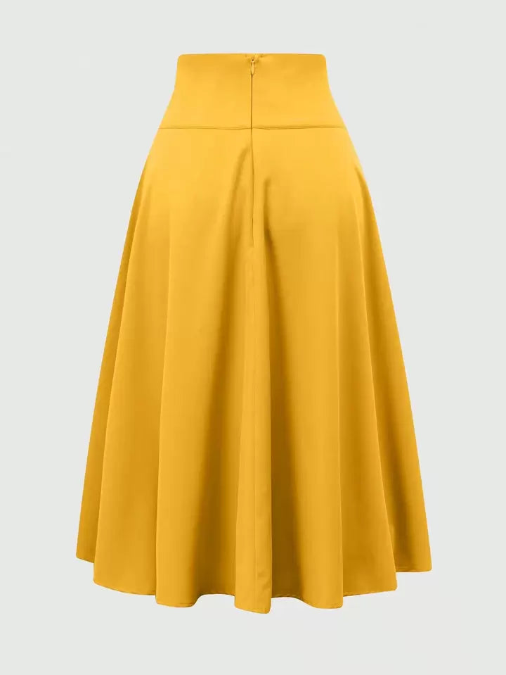 Ruched waist maxi skirt in yellow