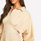 Ruched wide sleeve shirt dress in nude