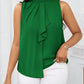 Ruffled collar open shoulder blouse in green