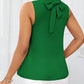 Ruffled collar open shoulder blouse in green