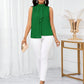 Ruffled collar open shoulder blouse in green
