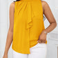 Ruffled collar open shoulder blouse in yellow
