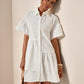 Ruffle hem smock dress in white