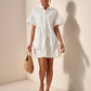 Ruffle hem smock dress in white