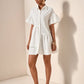 Ruffle hem smock dress in white