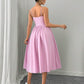 Ruffle hem spaghetti strap waist dress in pink