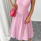 Ruffle hem spaghetti strap waist dress in pink