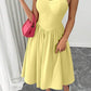 Ruffle hem spaghetti strap waist dress in yellow