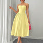 Ruffle hem spaghetti strap waist dress in yellow