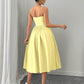 Ruffle hem spaghetti strap waist dress in yellow
