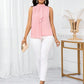 Ruffle open shoulder short sleeve blouse in pink