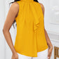 Ruffle open shoulder short sleeve blouse in yellow