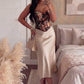 Satin high waist skirt in nude