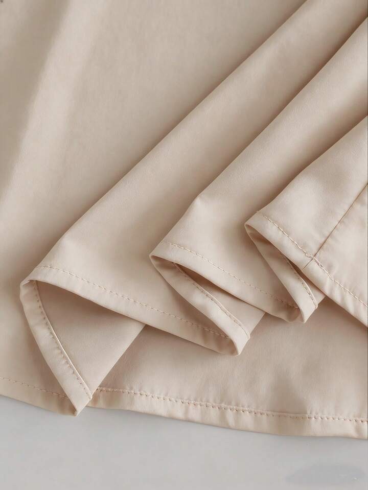 Satin high waist skirt in nude