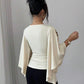 Scoop neck drawstring decor top in nude