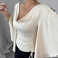 Scoop neck drawstring decor top in nude