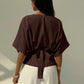 Short sleeve loose fitting blouse in mauve