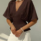 Short sleeve loose fitting blouse in mauve