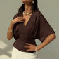 Short sleeve loose fitting blouse in mauve