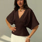 Short sleeve loose fitting blouse in mauve