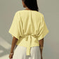 Short sleeve loose fitting blouse in yellow