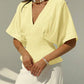 Short sleeve loose fitting blouse in yellow