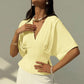 Short sleeve loose fitting blouse in yellow