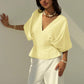 Short sleeve loose fitting blouse in yellow