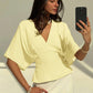 Short sleeve loose fitting blouse in yellow