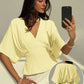 Short sleeve loose fitting blouse in yellow