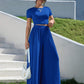 Short sleeve tee & wide leg pants in blue