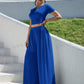 Short sleeve tee & wide leg pants in blue