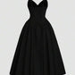 Side splice ruched bust long dress in black