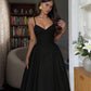 Side splice ruched bust long dress in black