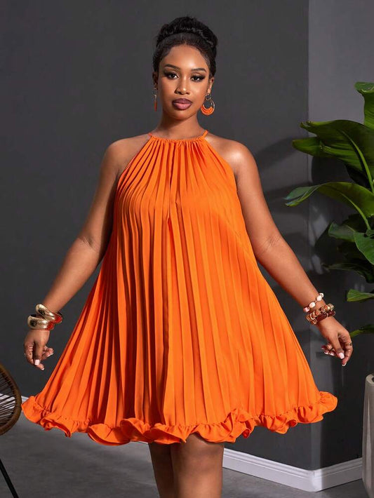 Sleeveless halter tie knot loose maxi in orange