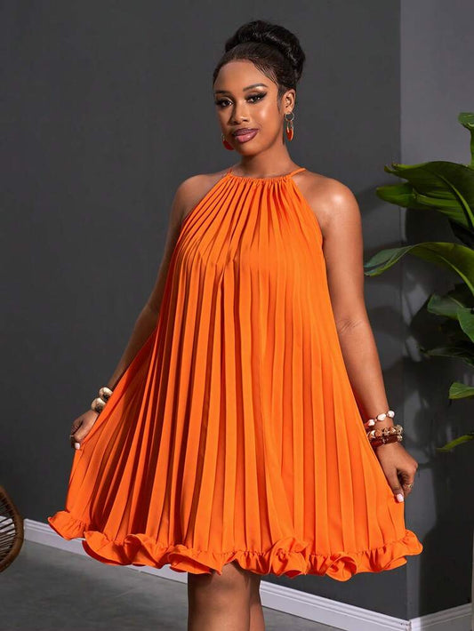 Sleeveless halter tie knot loose maxi in orange