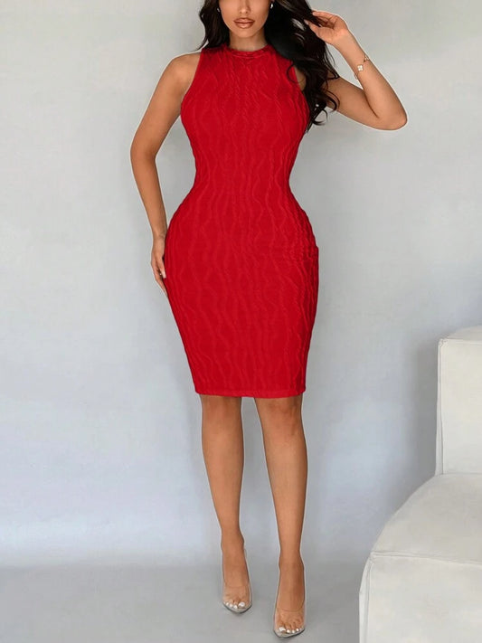 Sleeveless tank bodycon dress in red