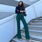 Slim bell bottoms trousers in green
