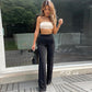 Slim bell bottoms trousers in black