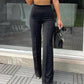 Slim bell bottoms trousers in black
