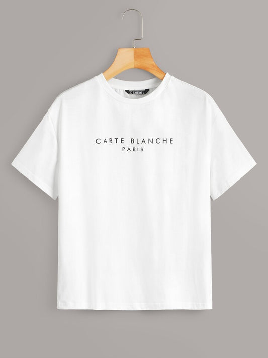 Slogan graphic tee in white