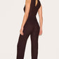 Soft touch ruched straight leg jumpsuit in brown